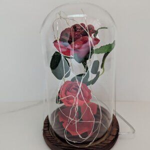 Enchanted Rose Lamp Artificial Rose Glass Dome String Lights Home Decor